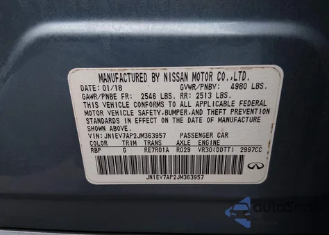 2018 Infiniti Q50 3.0T Luxe z USA, uszkodzony, nr VIN JN1EV7AP2JM363957